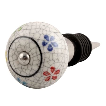 Mixed Floral Crackle Ceramic Wine Stopper 